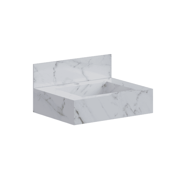 Bancada de Porcelanato com Cuba Esculpida 60x45cm Branco Verona Cozimax