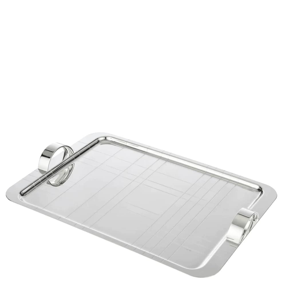 Bandeja de Prata com Alça Christofle Graphik 45x32cm