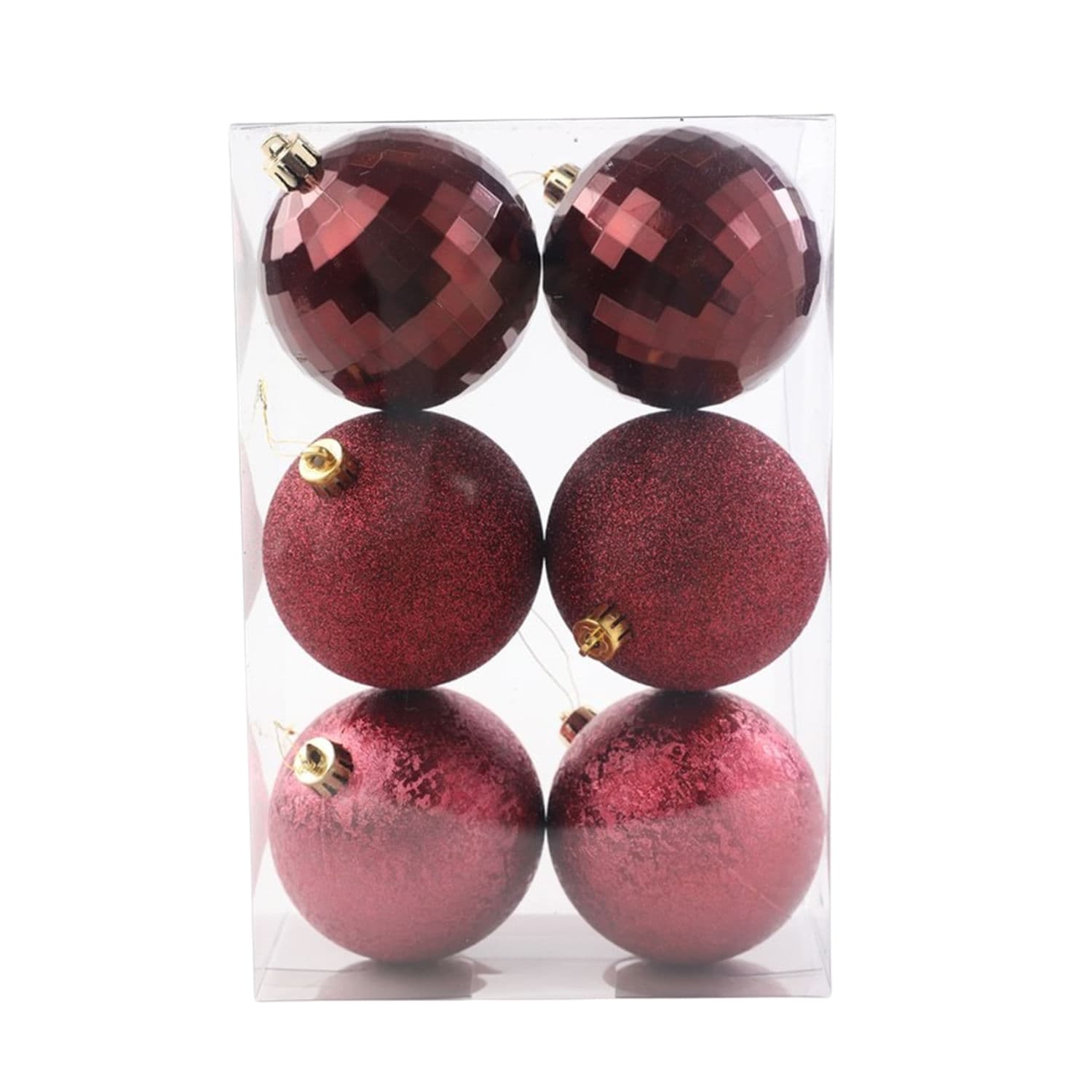 Bola de Natal com Glitter 6 Peças Borgonha - Hub.me