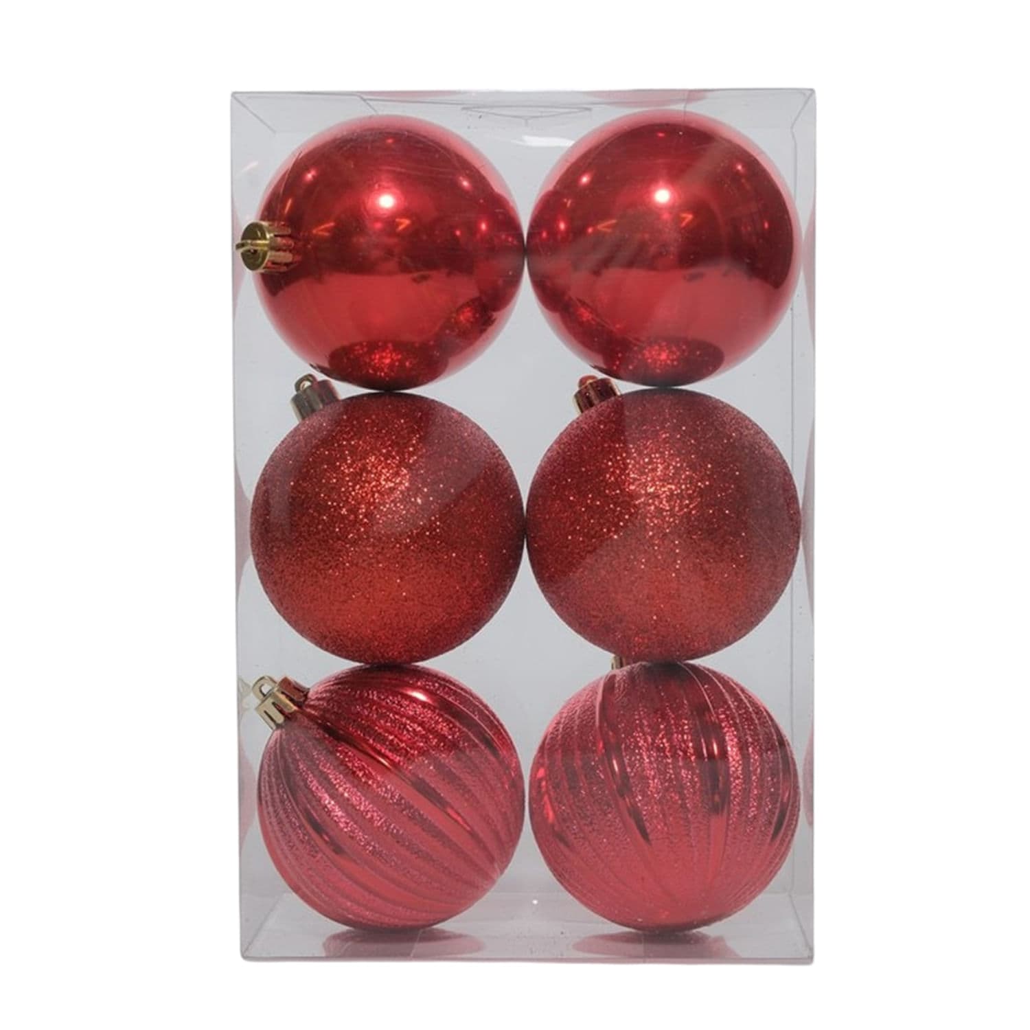 Bola de Natal com Glitter 6 Peças Vermelho - Hub.me
