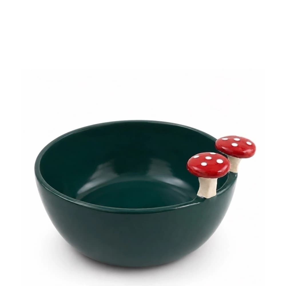 Bowl de Cerâmica Cogumelo Verde 12cm