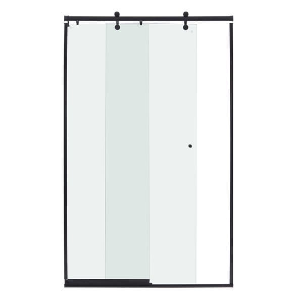 Box para Banheiro 120x200cm Vidro Incolor Frontal de Correr 2 Folhas Preto Elegance Speed Temper