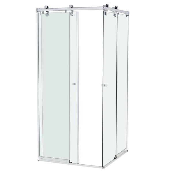 Box para Banheiro 85x190cm Vidro Incolor de Canto de Correr 2 Folhas Cromado Elegance Speed Temper
