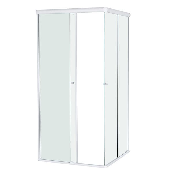 Box para Banheiro 90x190cm Vidro Incolor de Canto de Correr 4 Folhas Cromado Basic Speed Temper