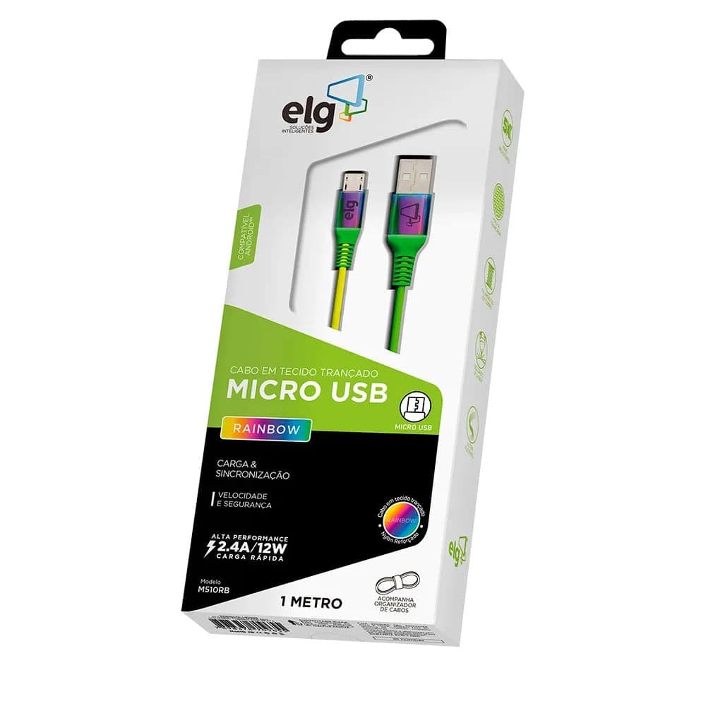 Cabo Micro Usb 1m Rainbow - Elg