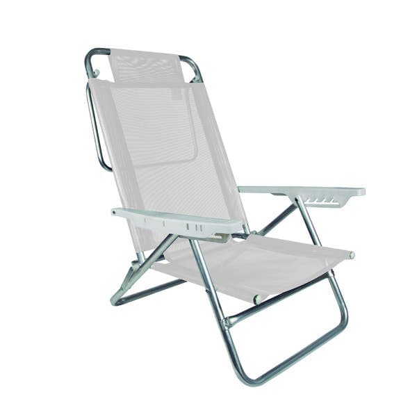 Cadeira de Jardim em Alumínio Dobrável e Reclinável Multiposições 72,5x57cm com Braço Branco Summer Fashion Mor