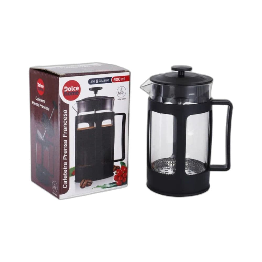 Cafeteira Prensa Francesa 600mL Preta - Dolce Home