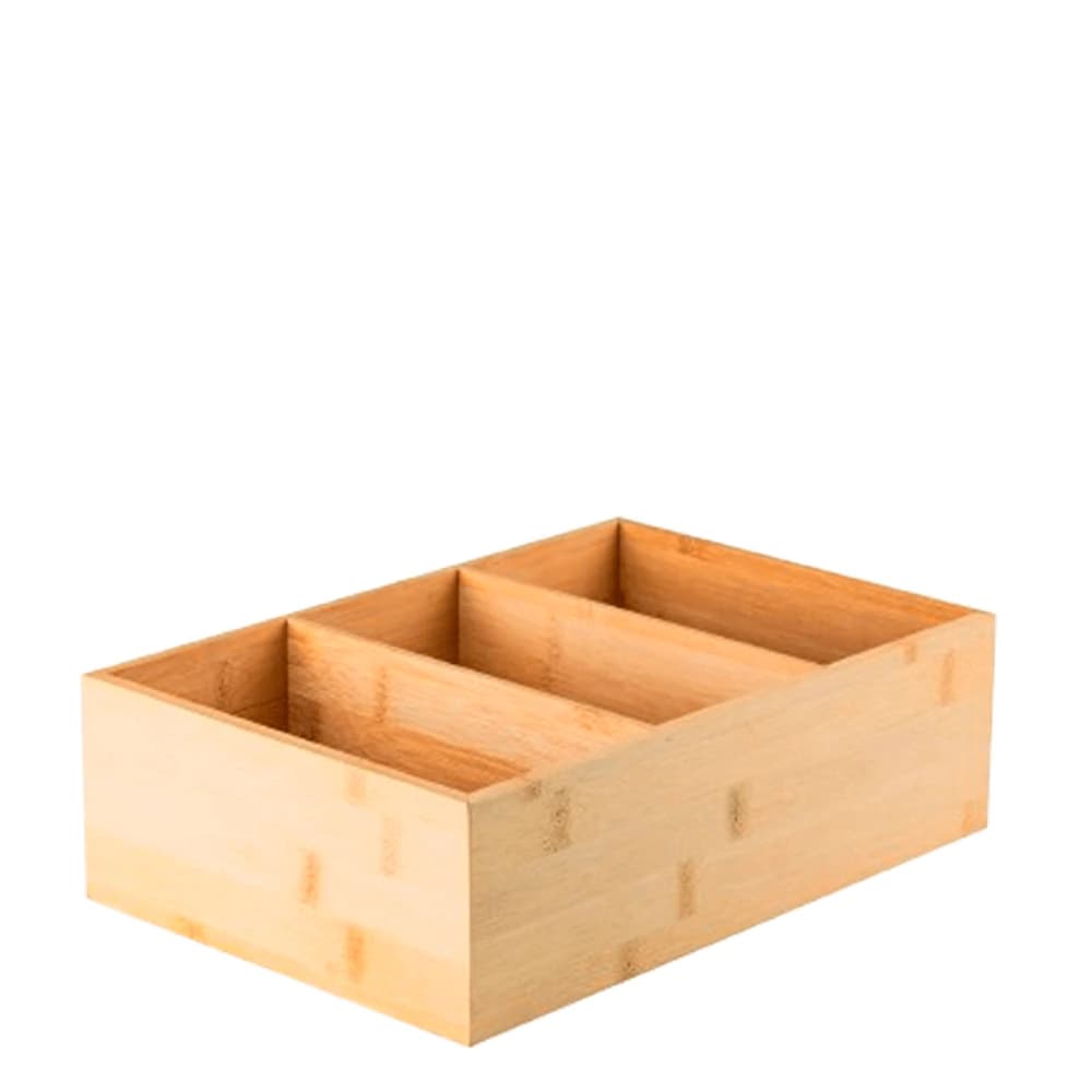 Caixa Organizadora de Bambu 3 Divisórias ou Kepp 30x20x9cm