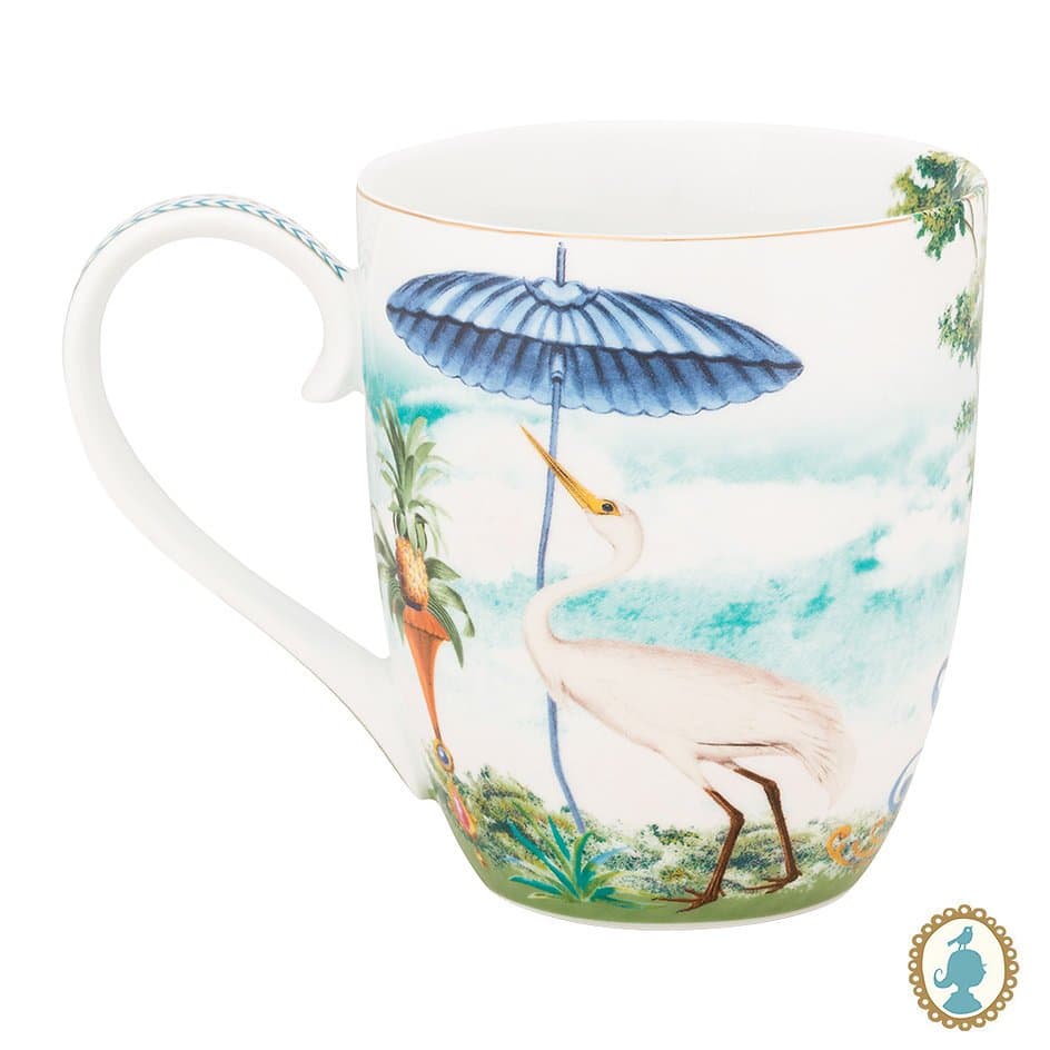 Caneca Extra Grande de Porcelana Garça Jolie Pip Studio Branco 450 ml