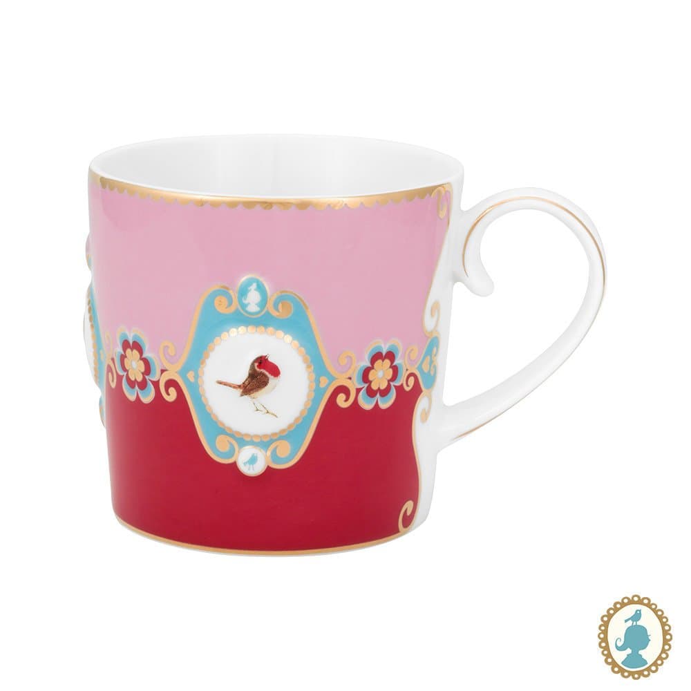 Caneca Pequena Madallion Love Birds Pip Studio Rosa/Vermelho