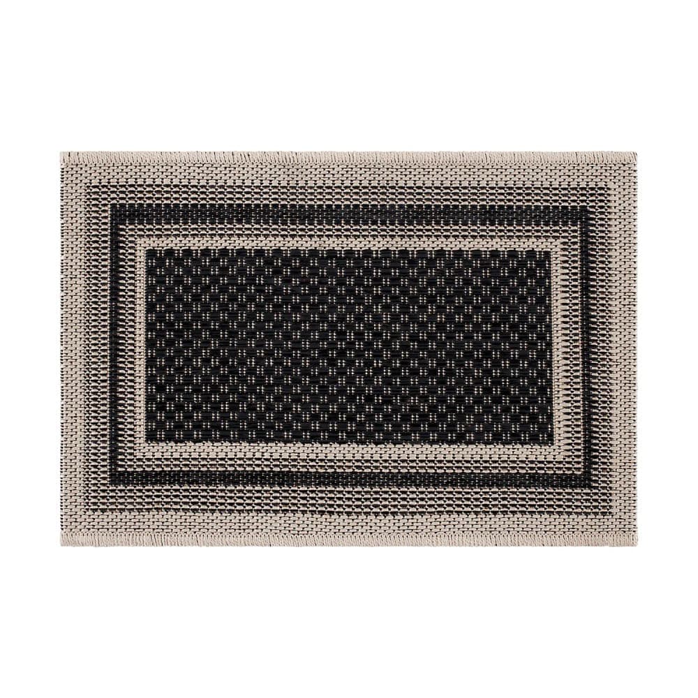 Capacho Eco Nature Moldura 40x60cm Bege e Chumbo - Têxtil J. Serrano