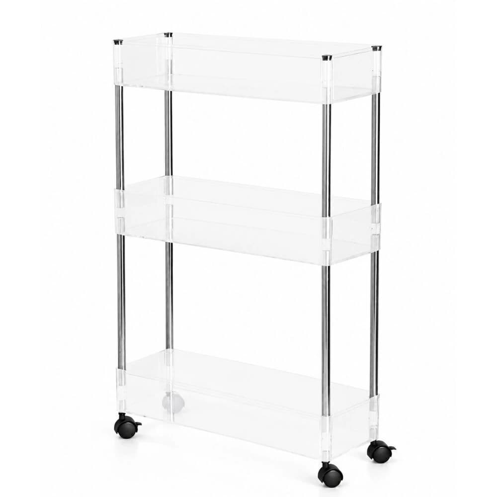 Carrinho Organizador de Acrílico 3 Níveis 43x14x82cm