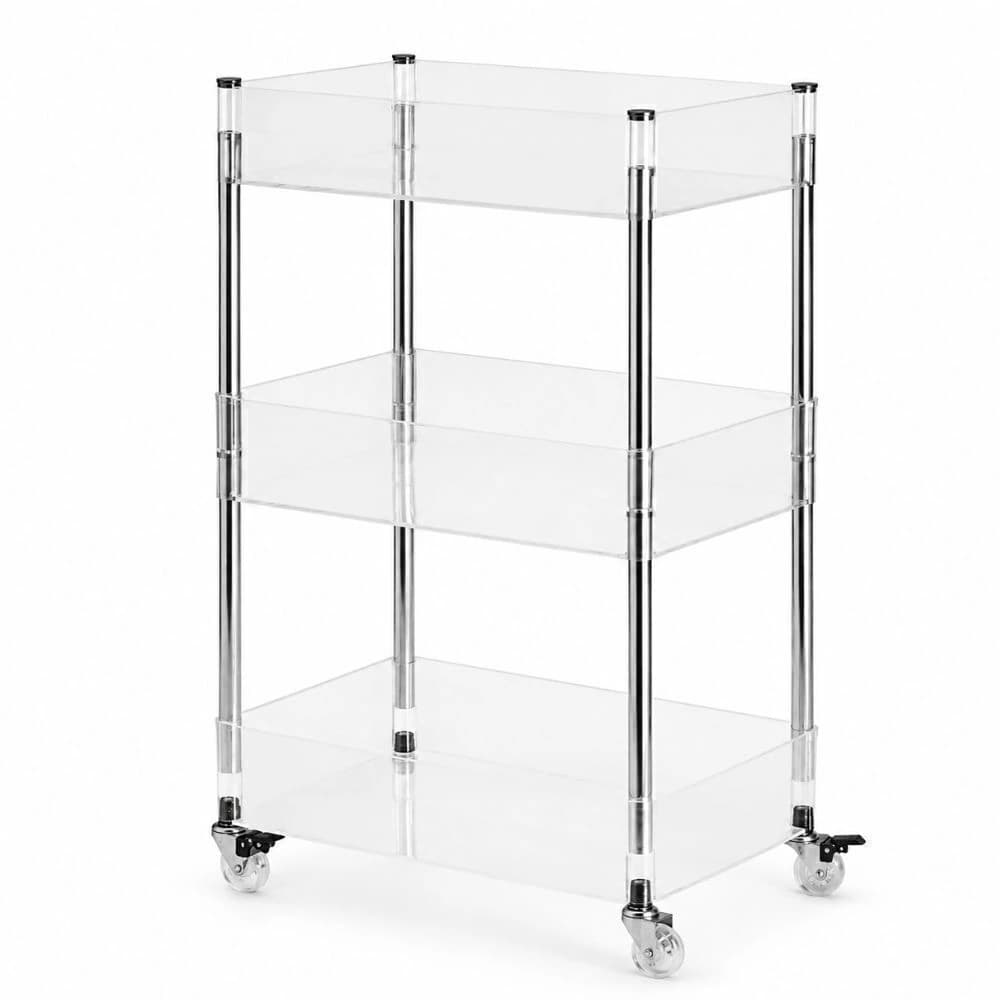 Carrinho Organizador de Acrílico 3 Níveis 46x30x88cm