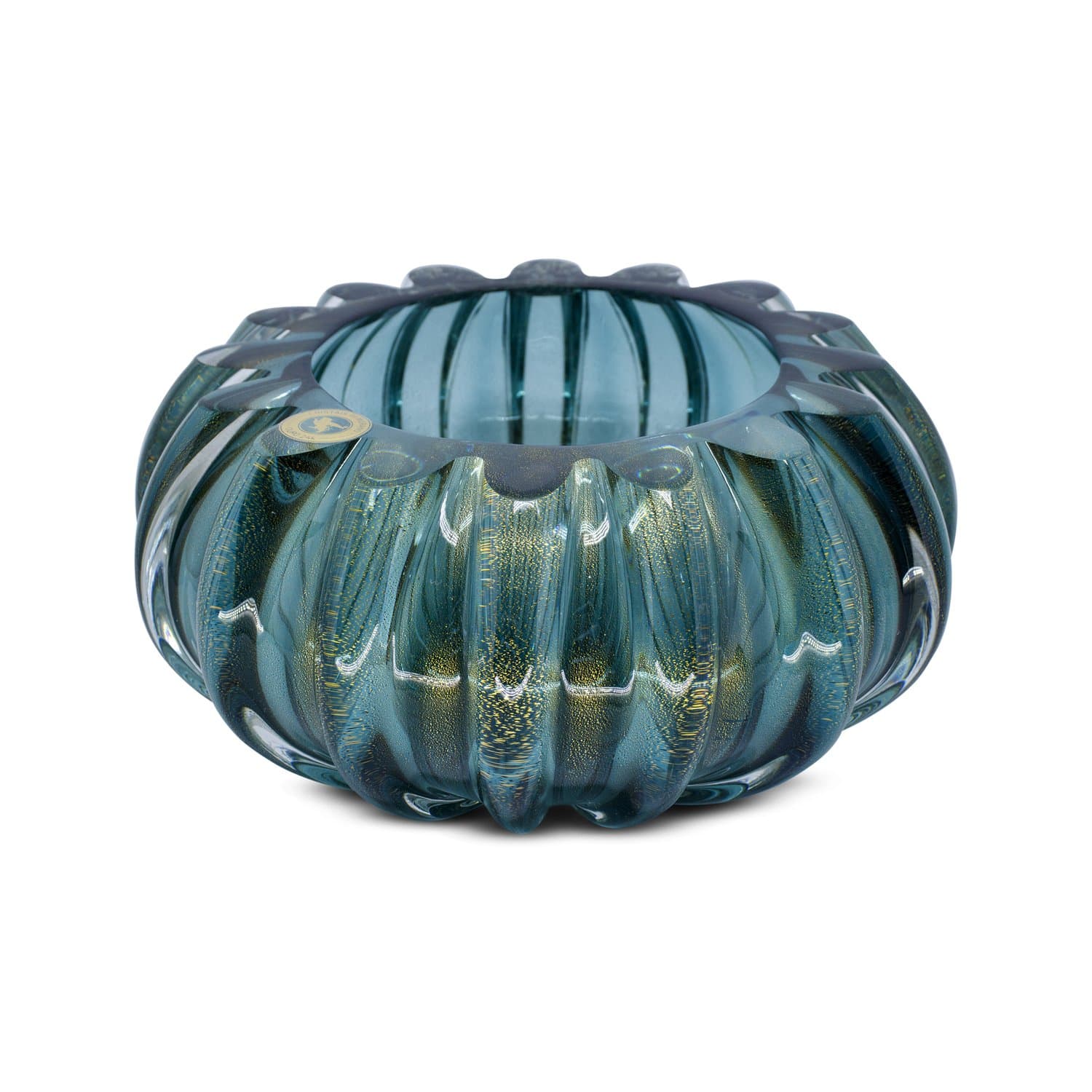 Centro de Mesa Di Murano Verde Pinheiro Pastel com Ouro 24K 23 x 11 cm