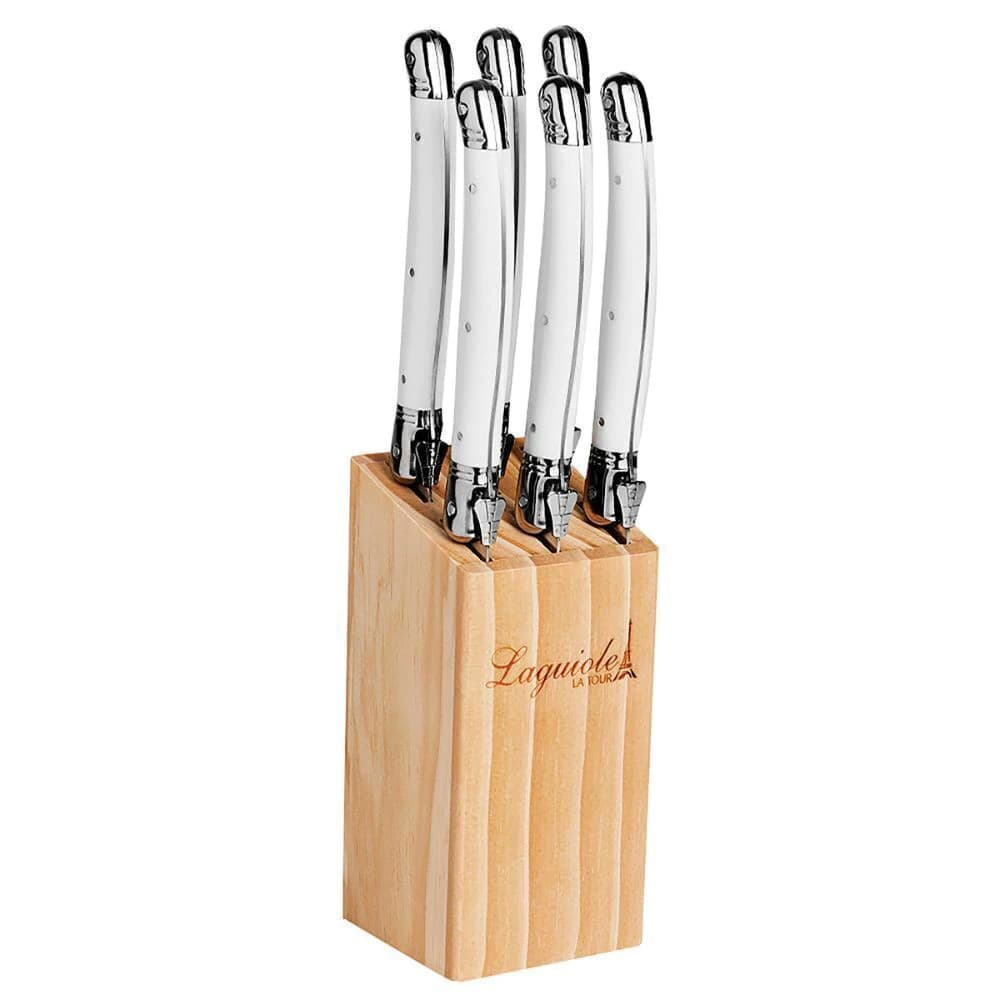 Cepo de Facas de Aço Inox Laguiole Branca 23cm 6pçs