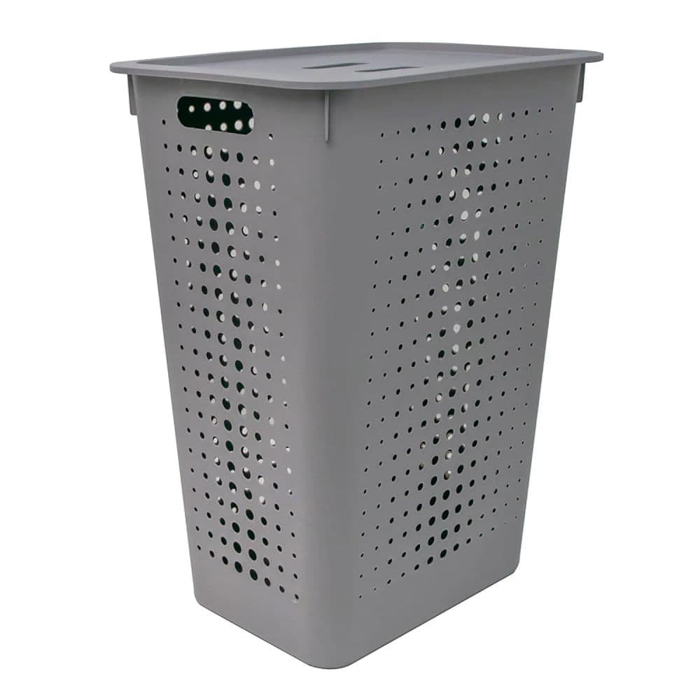 Cesto de Roupa com Tampa 47l Chumbo - Ou