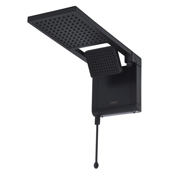 Chuveiro Elétrico Eletrônico 127V (110V) 5500w Preto Fosco Quadrado Acqua Duo Ultra Lorenzetti