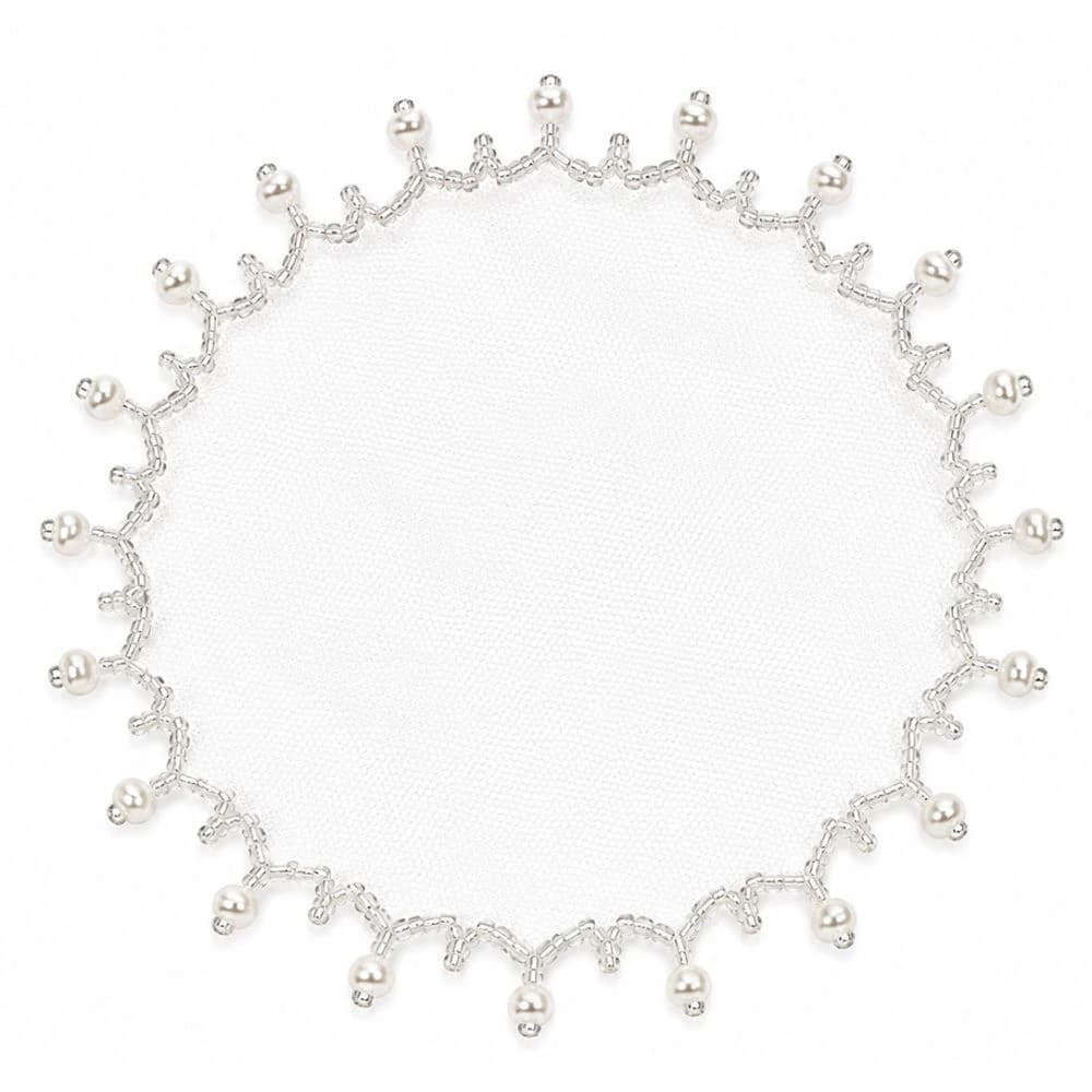 Cobre-salada de Tule com Pingentes de Pérolas 32cm