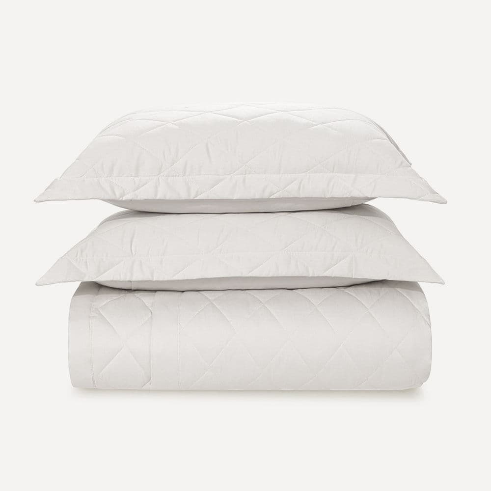 Colcha Casal com 2 Porta Travesseiros Cetim 300 Fios Bossa Branco