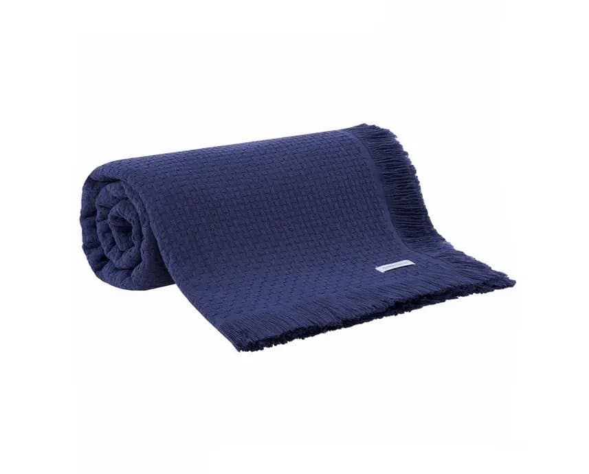 Colcha In Design com Franja Azul 100% Algodão King Buddemeyer 2,30X2,80m
