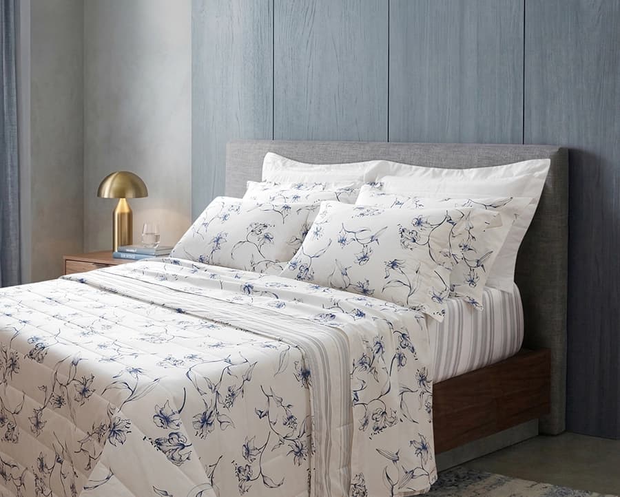Colcha Matelassê Alexandre Herchcovitch Queen - Percal 180 Fios - Lyric Azul