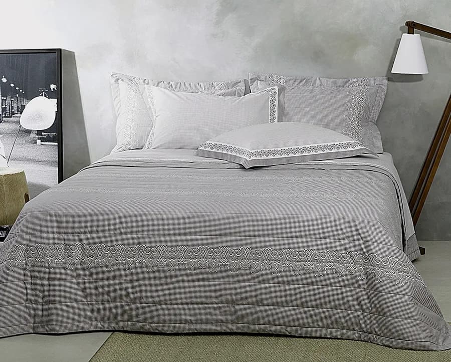 Colcha Matelassê Buddemeyer Queen com 2 Porta Travesseiros - Percal 200 Fios - Vichy