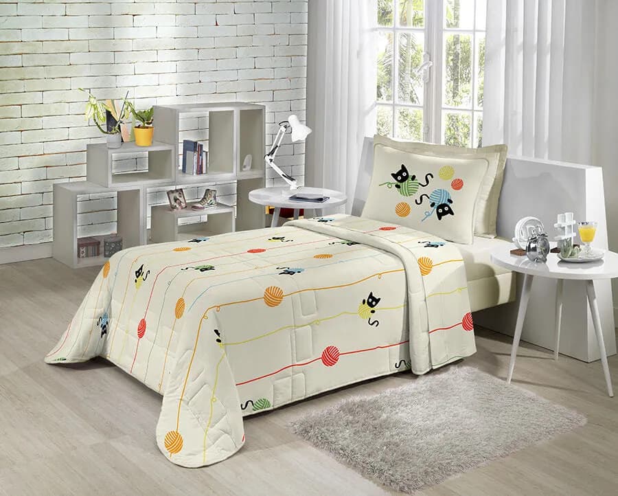 Colcha Matelassê de Malha Tecebem Premium Juvenil com 1 Porta Travesseiro