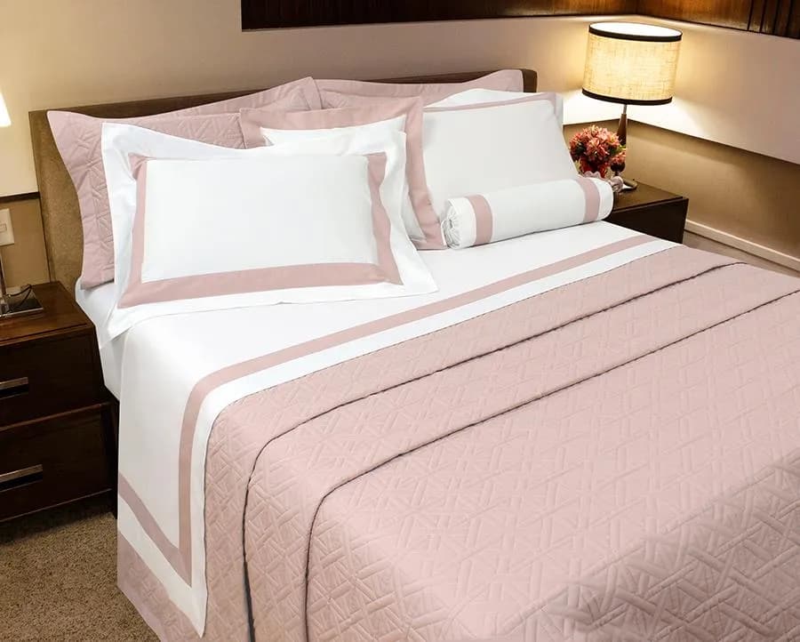 Colcha Matelassê Samuel Cirnansck King com 2 Porta Travesseiros - Percal 250 Fios - Diamond Rosê