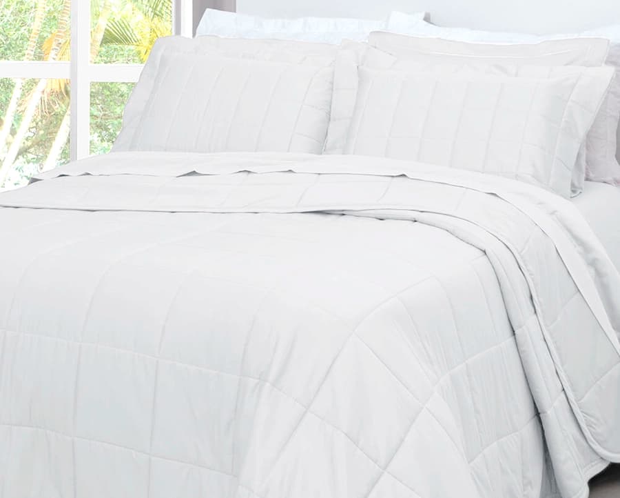Colcha Matelassê Satinée Square Casal com 2 Porta Travesseiros - Percal 300 Fios Acetinado - Casa K
