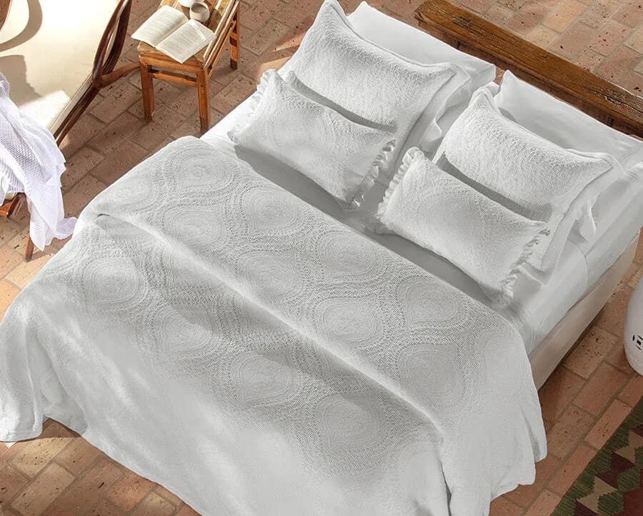 Colcha Portuguesa Damask Queen com 2 Porta Travesseiros - Naturalle Fashion