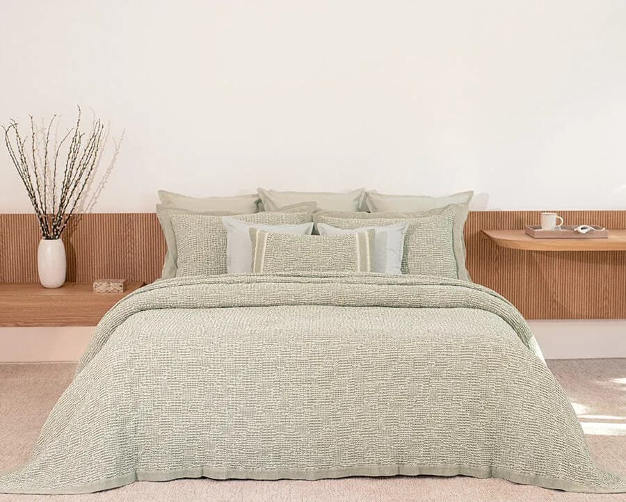Colcha Portuguesa Linen Viseu Queen com 2 Porta Travesseiros - Naturalle Fashion
