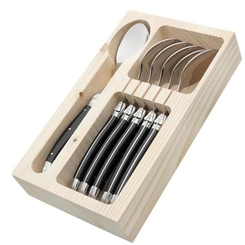 Colher de Aço Inox Laguiole Preta 22cm 6pçs
