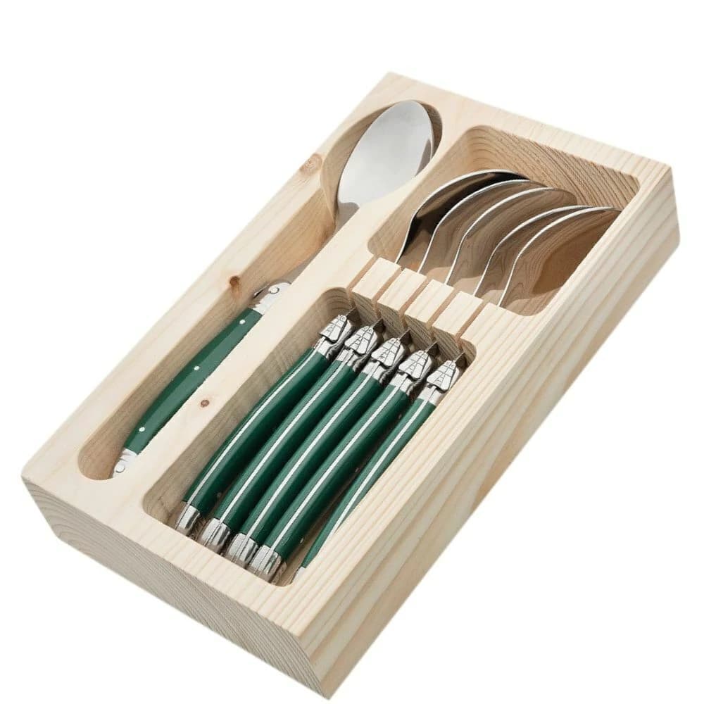 Colher de Aço Inox Laguiole Verde 22cm 6pçs