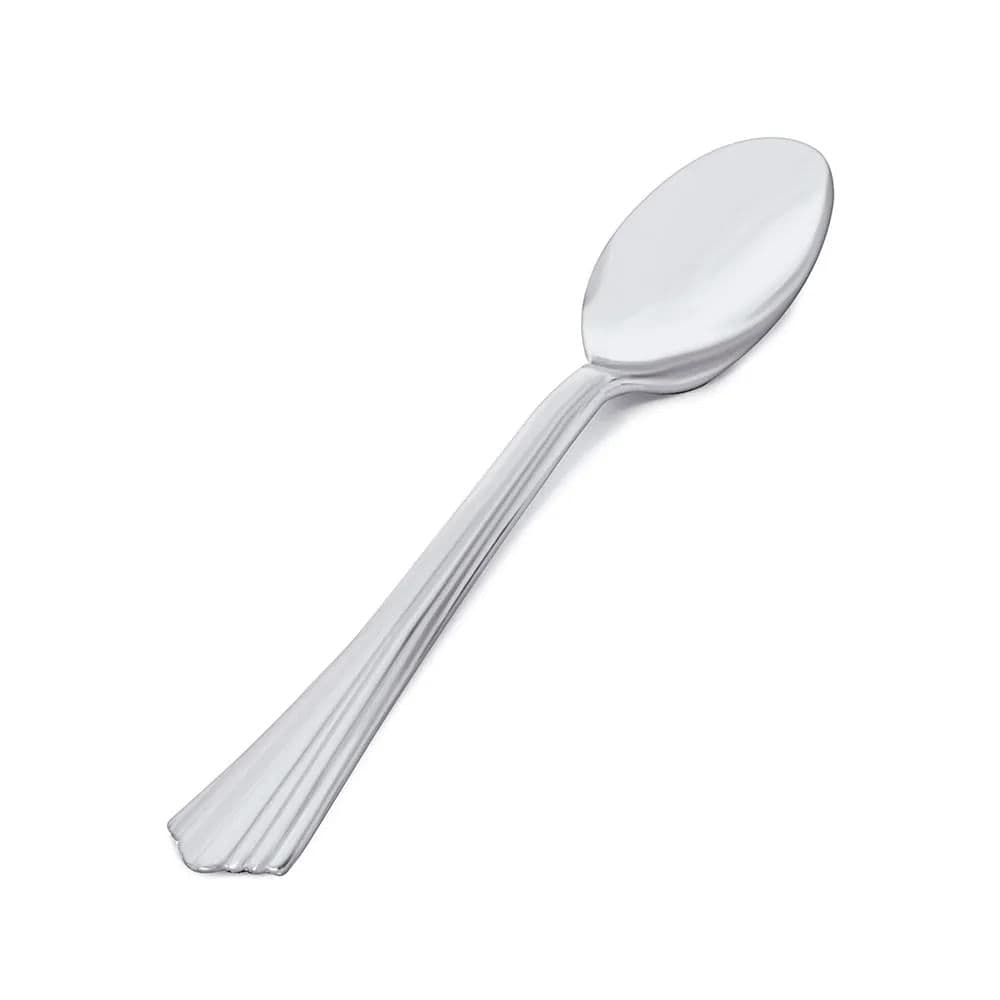 Colher de Plástico Clássica Kit com 10 Unidades Prata - Silver Plastic