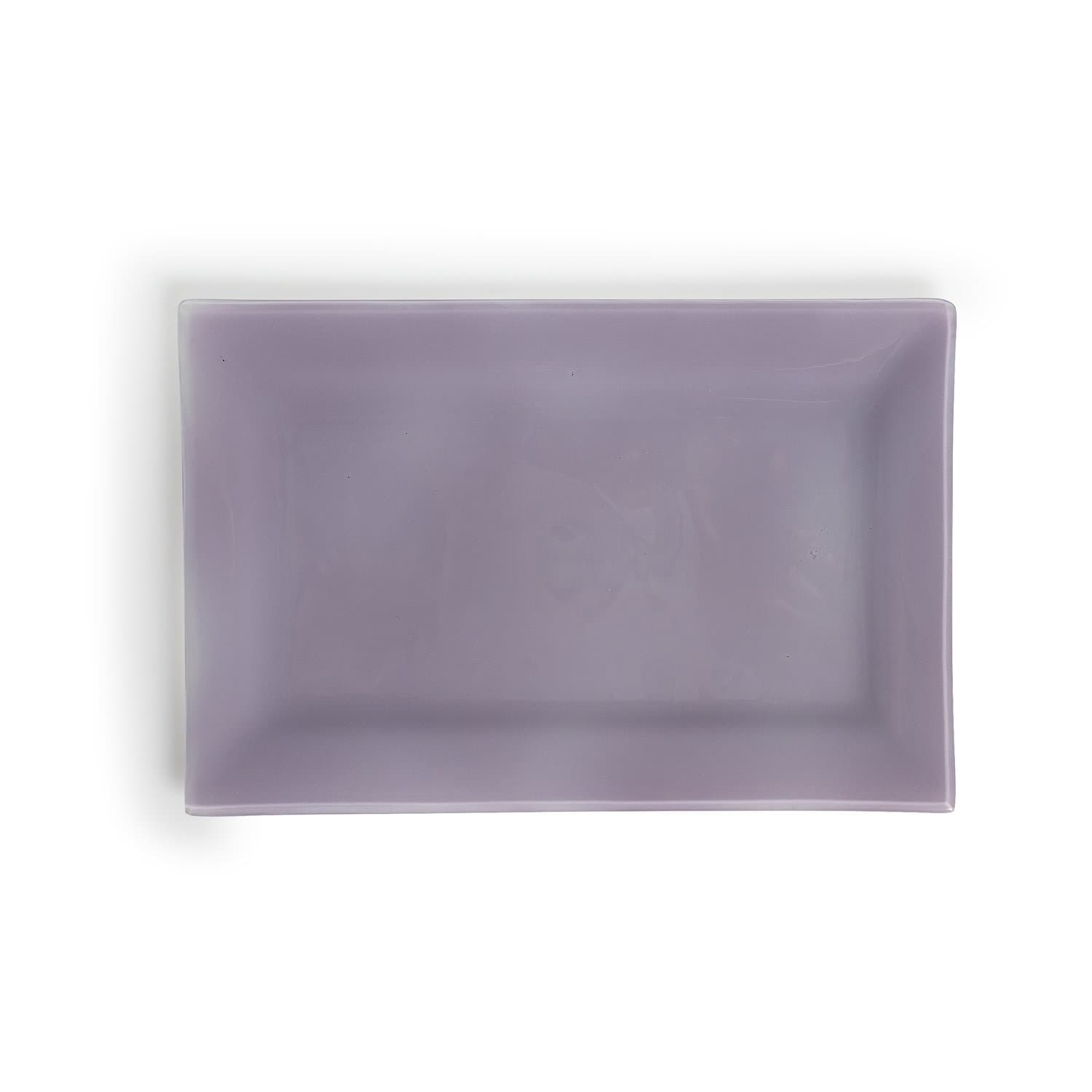Conjunto 04 Pratos Retangulares Em Vidro Lavanda 25 x 16 cm