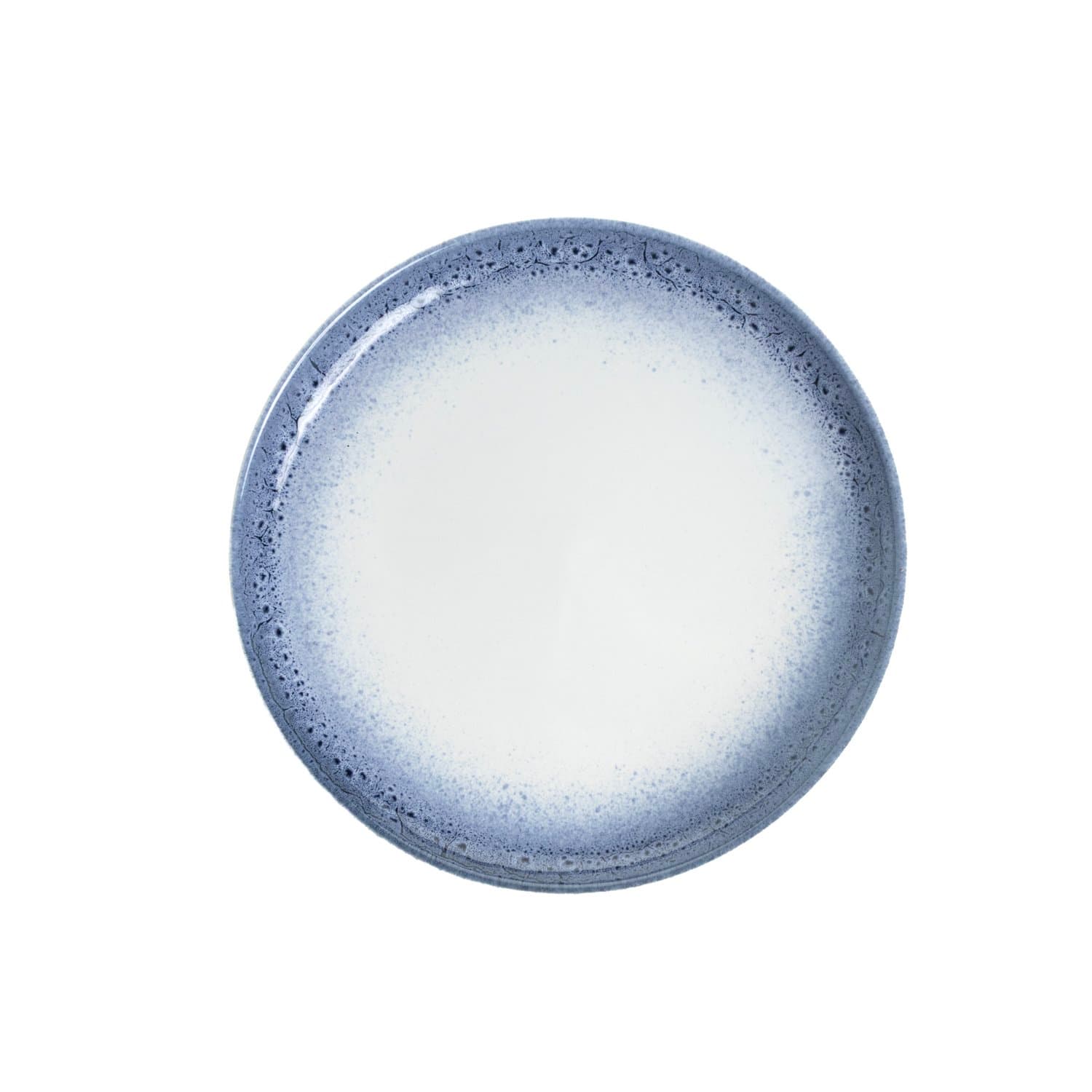 Conjunto 06 Pratos de Porcelana BTC Branco com Detalhe Azul