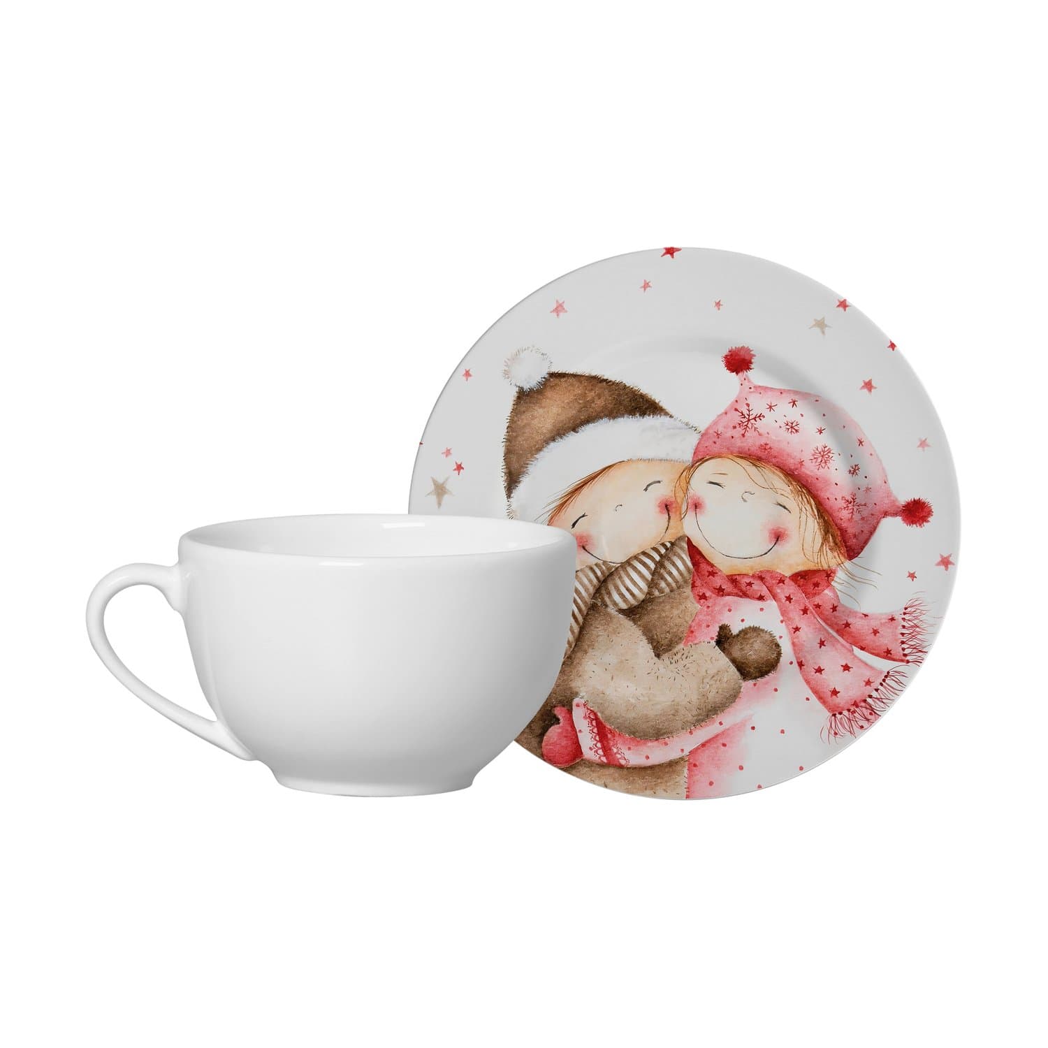 Conjunto 06 Xícaras De Chá Com Pires Sweet Christmas Alleanza Cerâmica