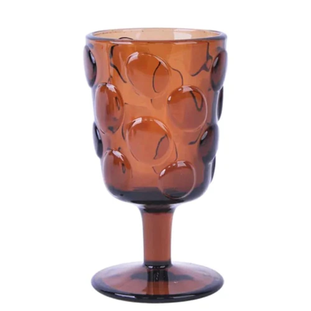 Conjunto de Taça para Água de Vidro Bubble Caramel 350ml 6pçs