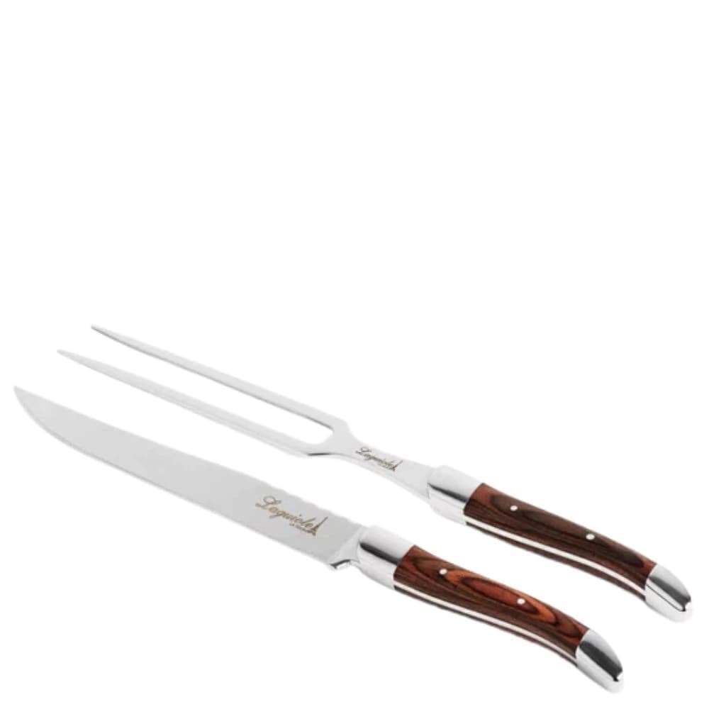 Conjunto Trinchante de Aço Inox e Madeira Laguiole 2PÇS