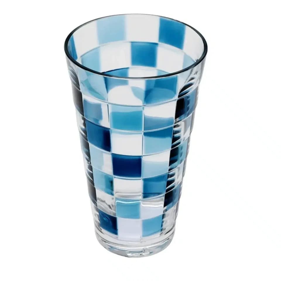 Copo Longo em Acríiico Detalhe Xadrez 600ml - Entrecasa