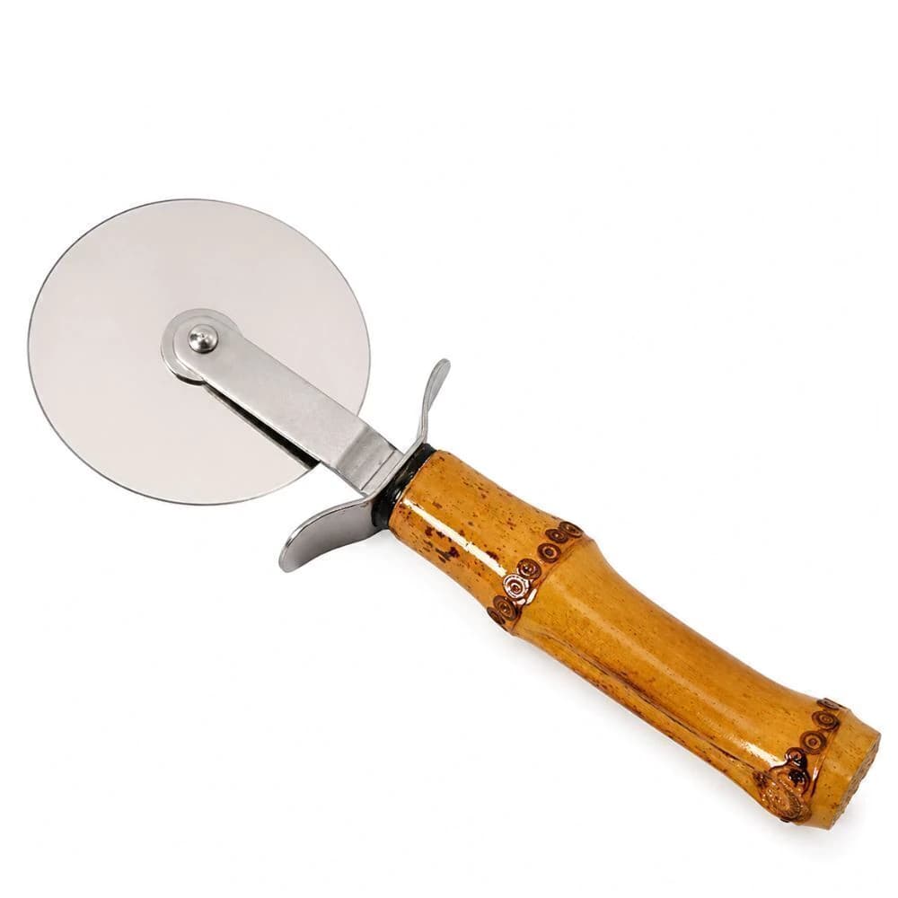 Cortador de Pizza de Bambu e Aço Inox 19cm