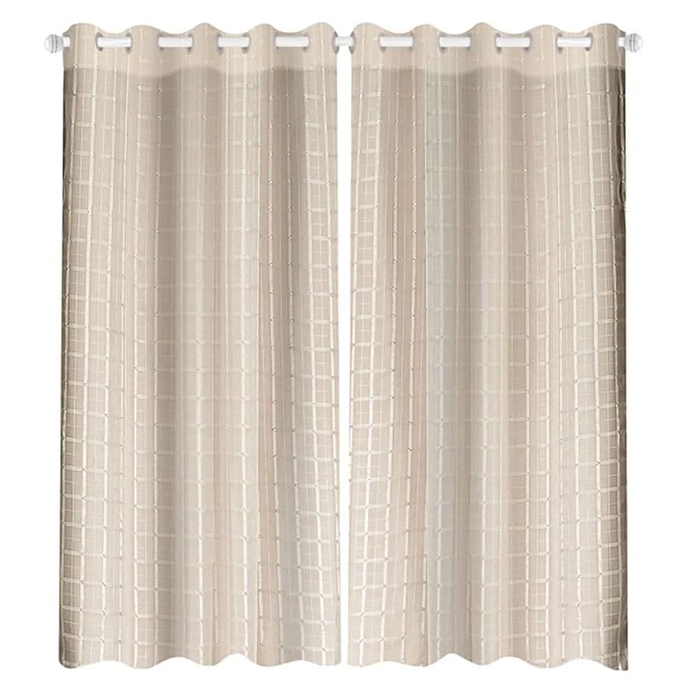 Cortina Blackout Lava Fácil Xadrez 2x1,30m Bege - Marka Textil