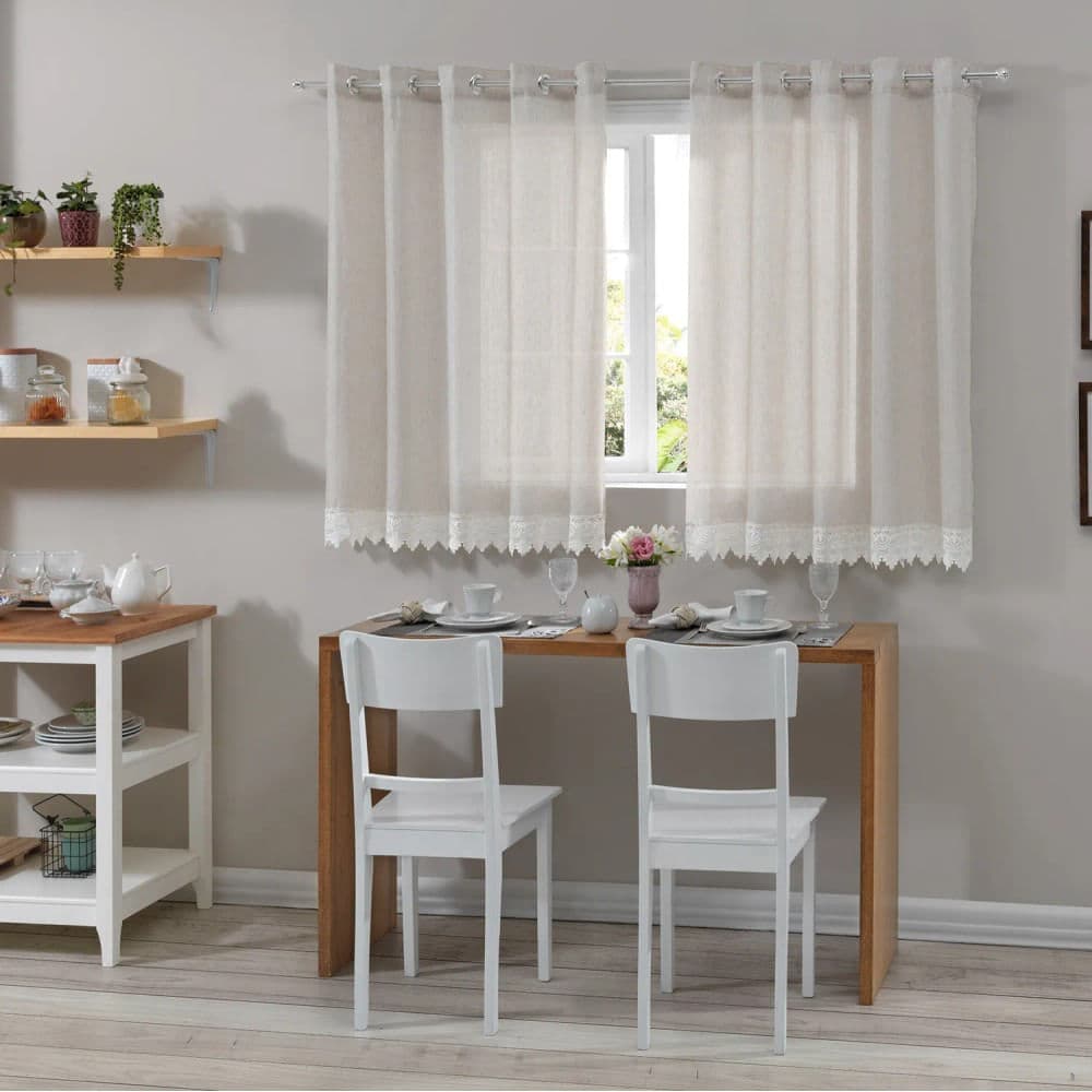 Cortina de Cozinha Novara 3x1,20m Linho - Bella Janela