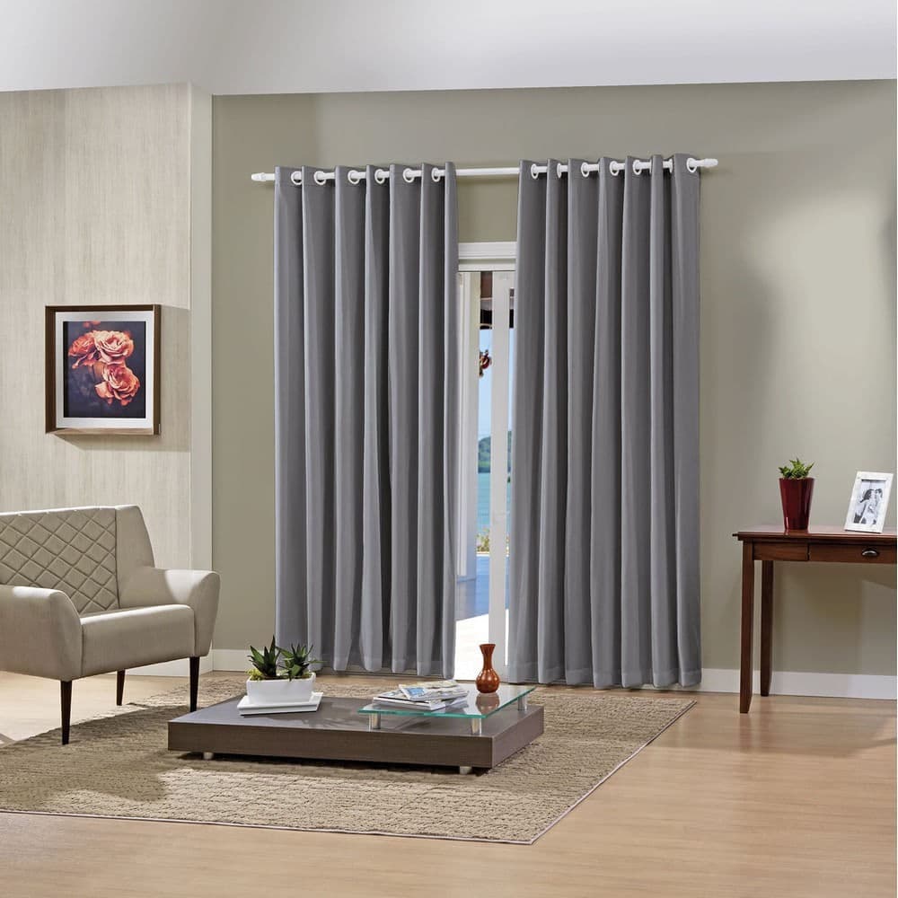 Cortina Pratika Cinza Escuro 2,60x2,30m - Bella Janela