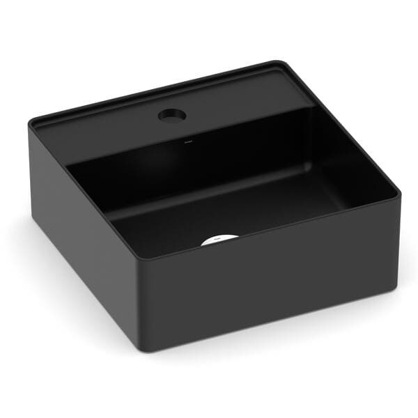Cuba para Banheiro de Apoio Louça Quadrada Preta Fosca 35x35cm com Mesa Platinum Incepa