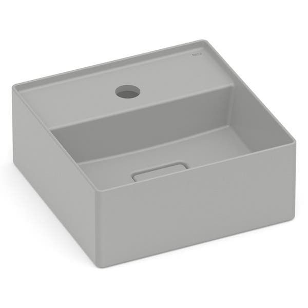 Cuba para Banheiro de Apoio Louça Quadrada Stone 30x30cm com Mesa Terra Roca
