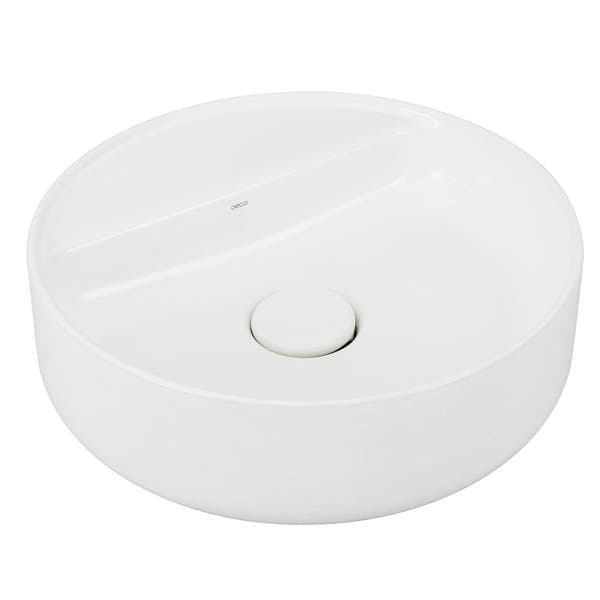 Cuba para Banheiro de Apoio Louça Redonda Branca 40cm com Mesa Slim Deca