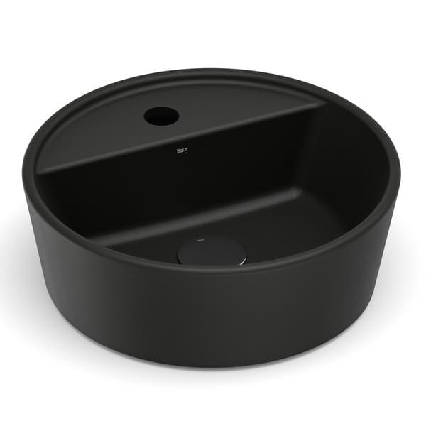 Cuba para Banheiro de Apoio Louça Redonda Matte Black 37cm com Mesa Optica Roca