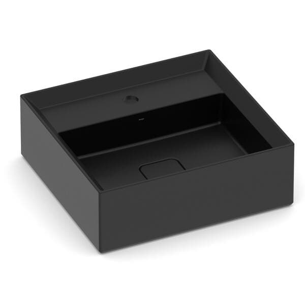 Cuba para Banheiro de Apoio Louça Retangular Preta Fosca 45,5x42,5cm com Mesa Platinum Incepa