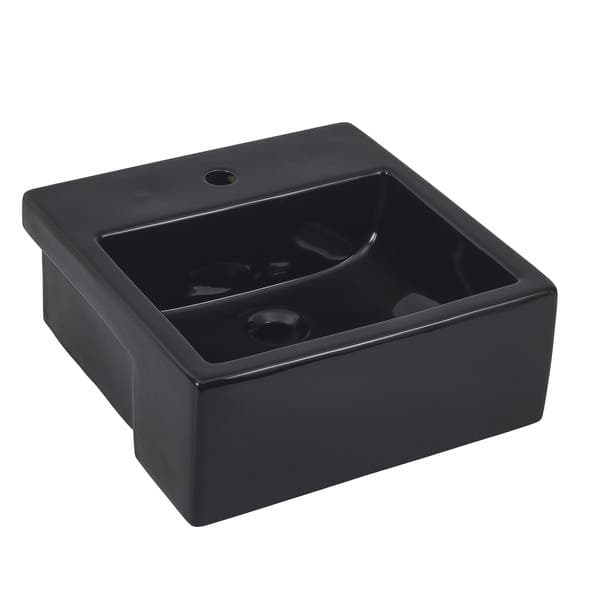 Cuba para Banheiro de Semi Encaixe Louça Quadrada Preta 42x43cm com Mesa Nancy Sensea